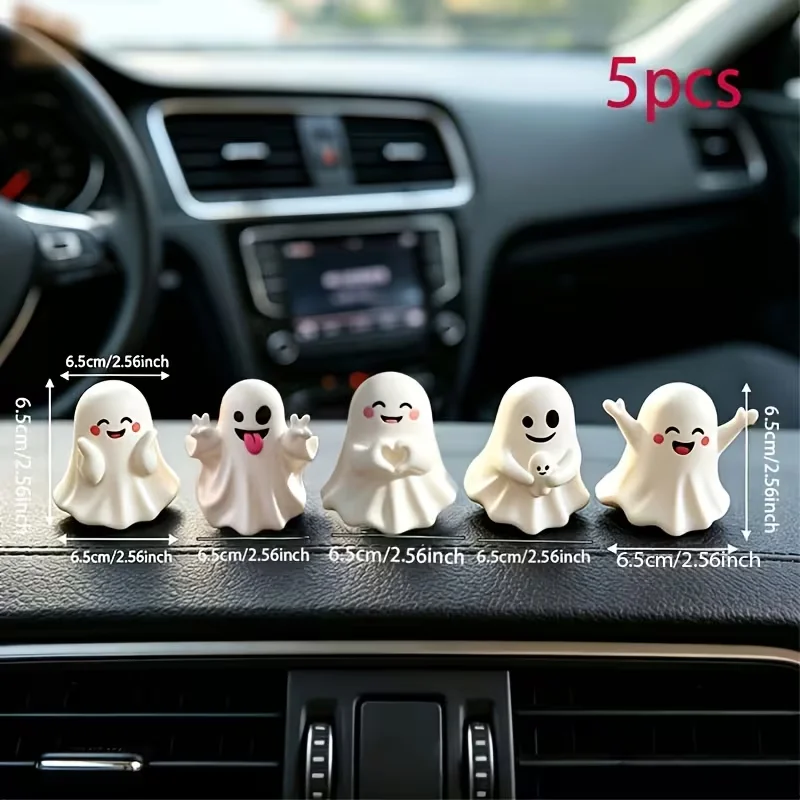 5Pcs Halloween Ghost Mini Figurines Set, Cute Spooky Ghost Decor, Fall Seasonal Home Decoration, Desk Party Tabletop Ornaments