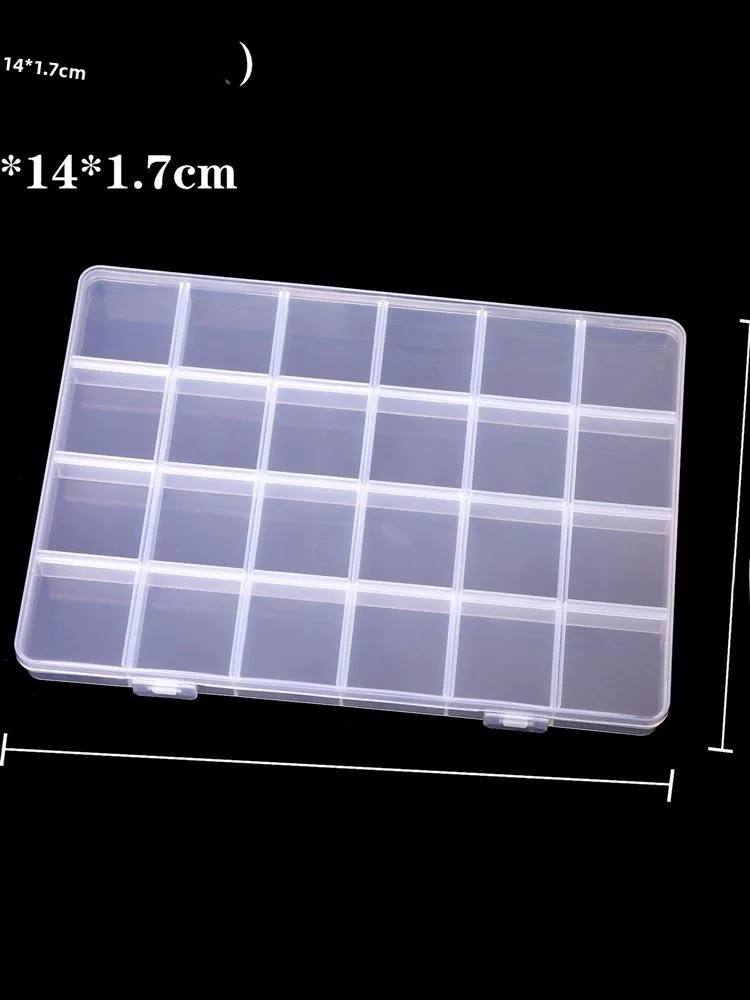 

Transparent Storage Box for 24 Grids DIY Embroidery Beads Fixed 24 Colors Bean Storage Case Home Fabric Sewing Materials