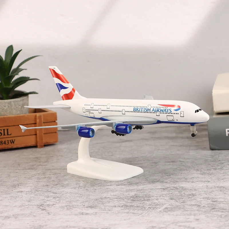 20 سنتيمتر سبيكة معدنية المملكة المتحدة الهواء الخطوط الجوية البريطانية AIRBUS 380 A380 الخطوط الجوية طائرة الطائرات ث الهبوط التروس نموذج دييكاست نموذج طائرة هوائية
