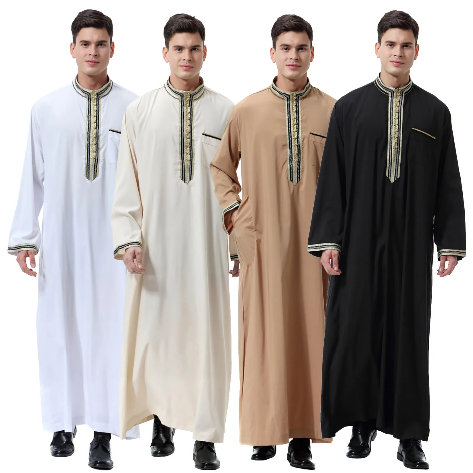 

Muslim islamic Clothing Men Jubba Thobe print zipper Kimono Long Robe Saudi Musulman Wear abaya caftan Islam Dubai Arab Dressing