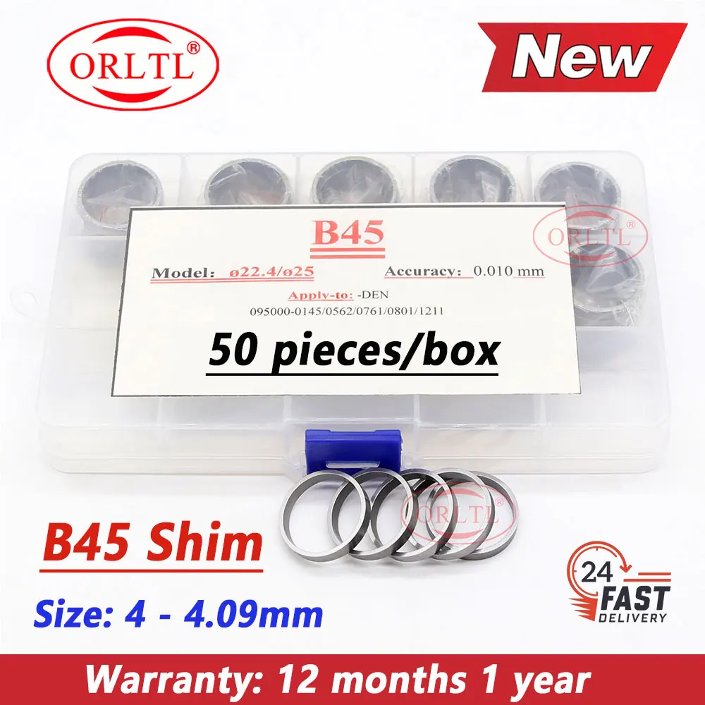 50PCS B45 4-4.09mm Adjusting Shim Common Rail Injector Gasket Washer for DENSO 095000-0145 095000-0562 095000-1211 0950001211