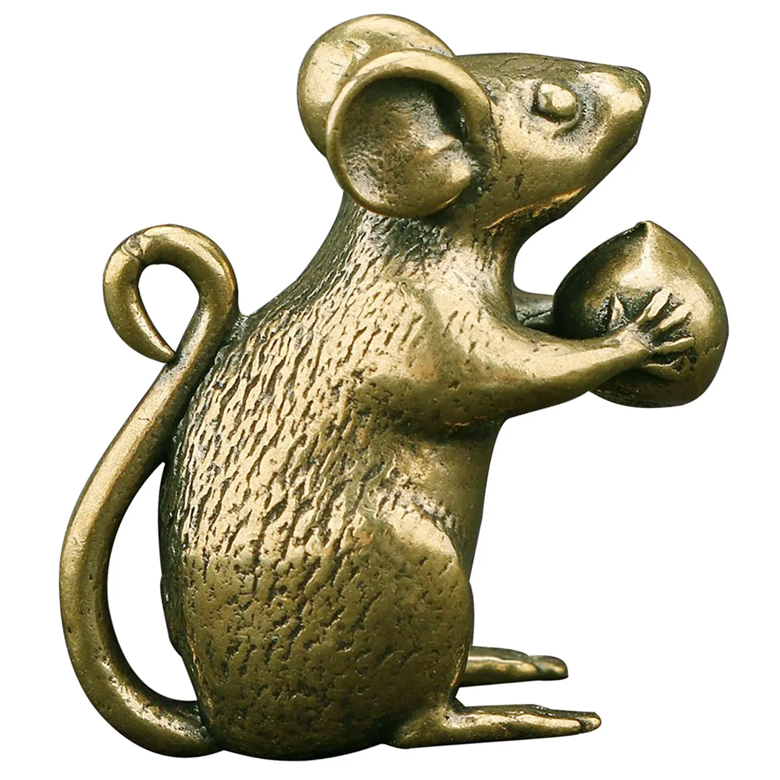 

Brass Mouse Desktop Decor Retro Creative Mouse Ornament for Office Car Home Decoration Gathering Wealth Statue