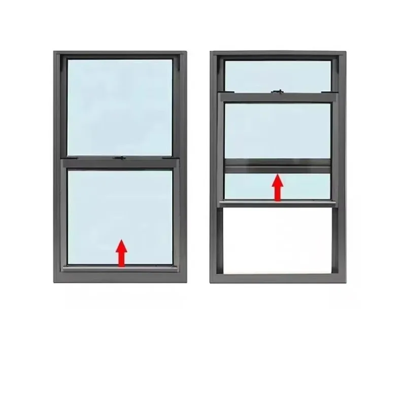 

Customization American Type PVC/ Aluminum Double Hung Sash Lift up Vertical Sliding Window Invisible Glass windows and Doors
