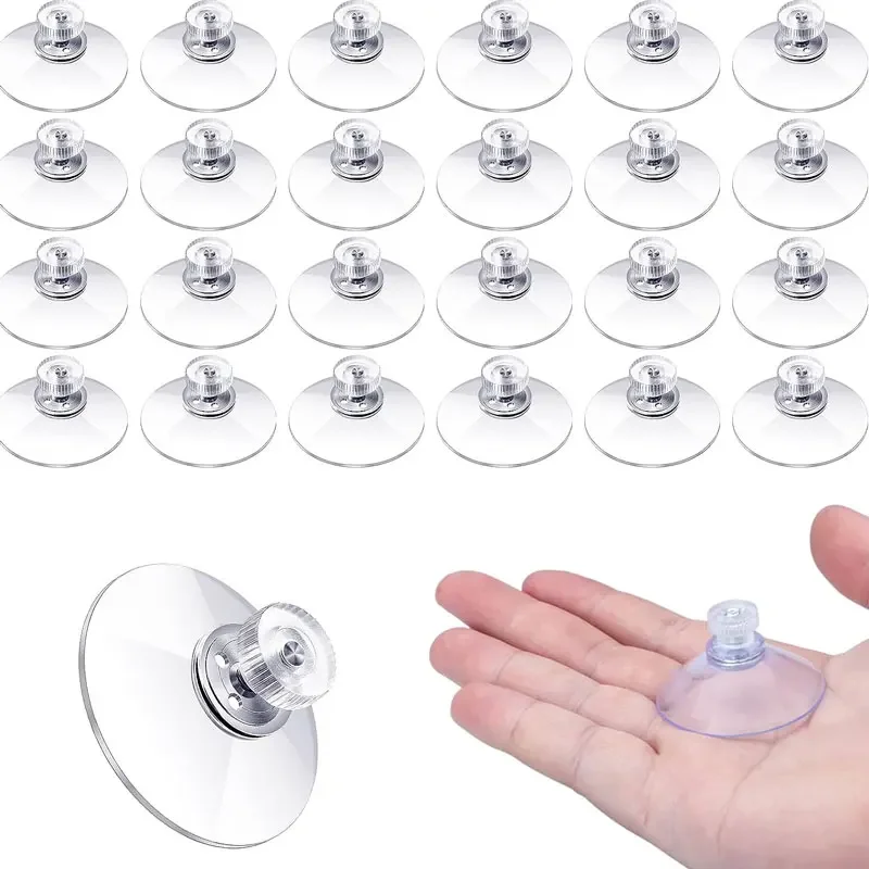 2/5Pcs Suction Cup Hooks PVC Sucker Pads Strong Adhesive Suction Holder with Screw Nut for Car Glass Bathroom Wall Door