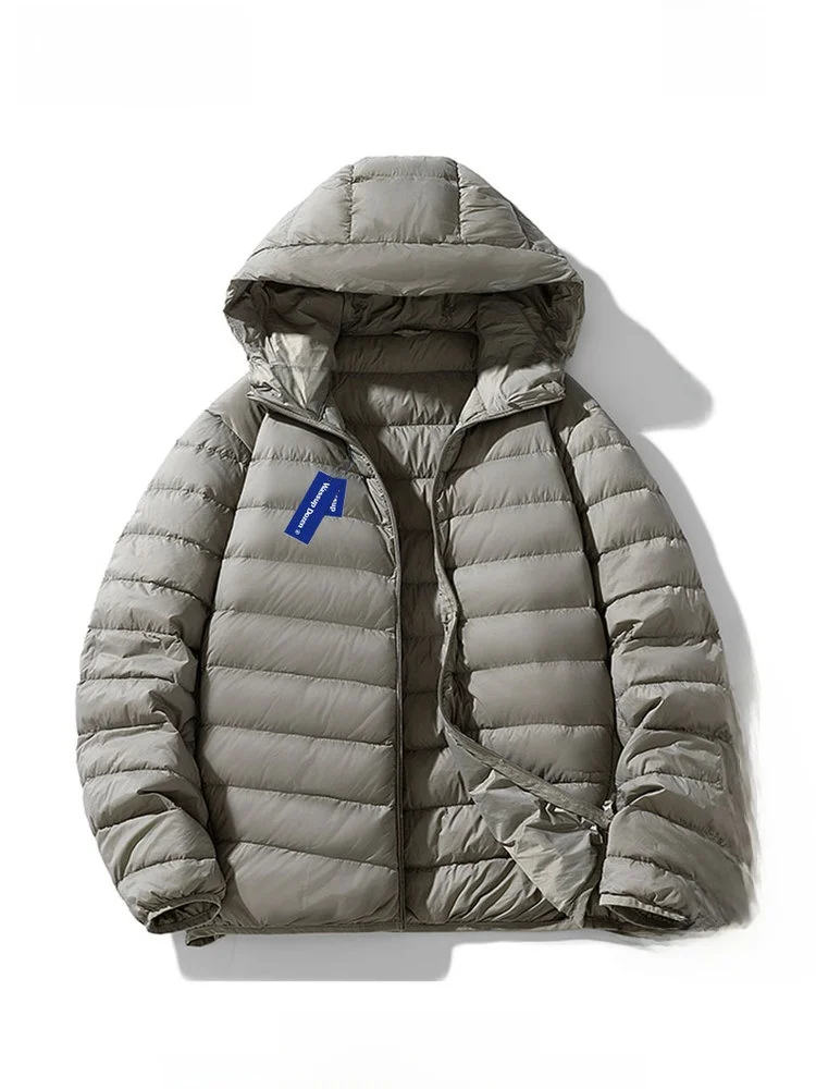 

Wassup Dozen Men's ort Puffer Jaet Hooded Lightweight Cold-resistant ey Bony down Coat Casual Sle Polyester Fiber