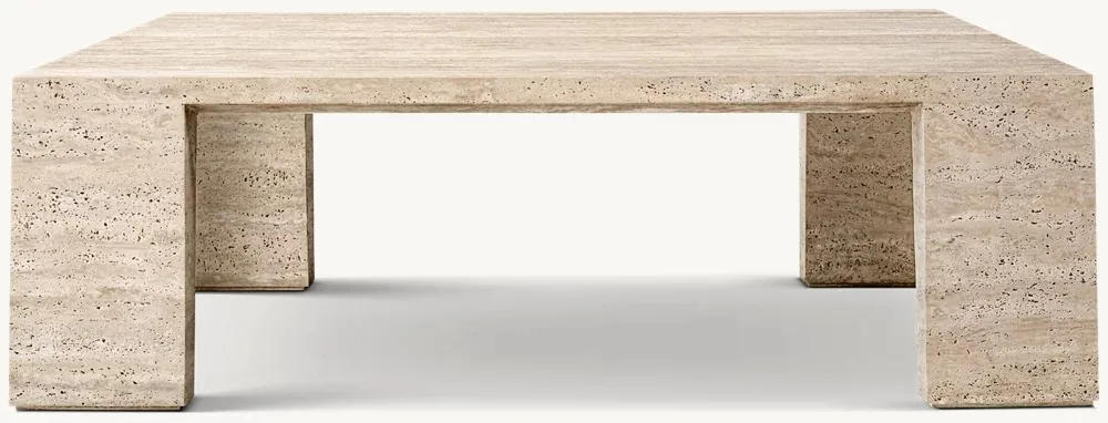 ！@Handcrafted Luxury Living Room Solid Wooden Furniture Wyeth Travertine Square Coffee Table