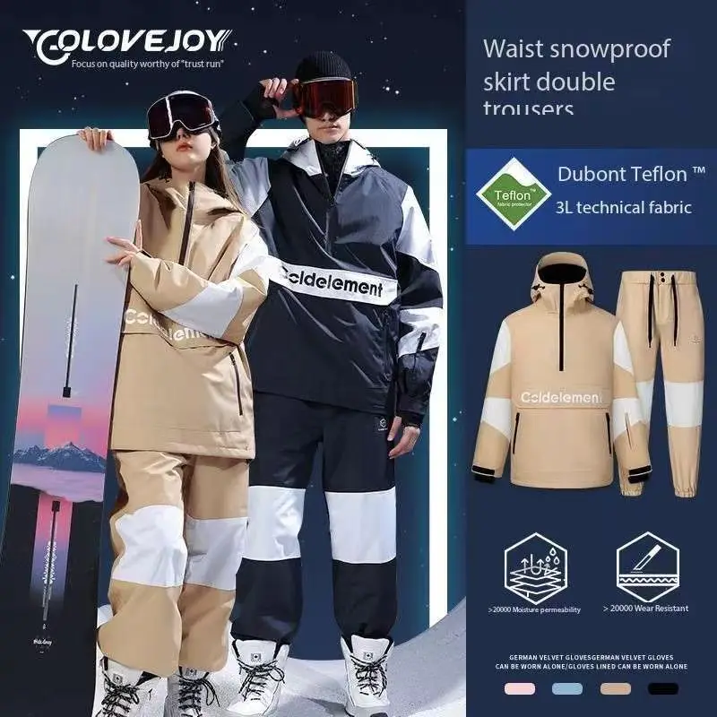 

Professional Ski Suit Set Winter Single Double Board 3L Waterproof Windproof Ski Mountaineering Warm Coat for Men and Women