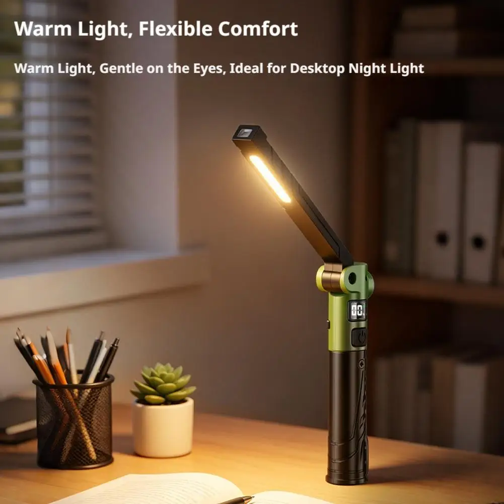 Folding COB Work Light LED Flashlight With Built-in Battery Lamp Torch Emergency Car Repair Lamp Strobe Camping Lantern