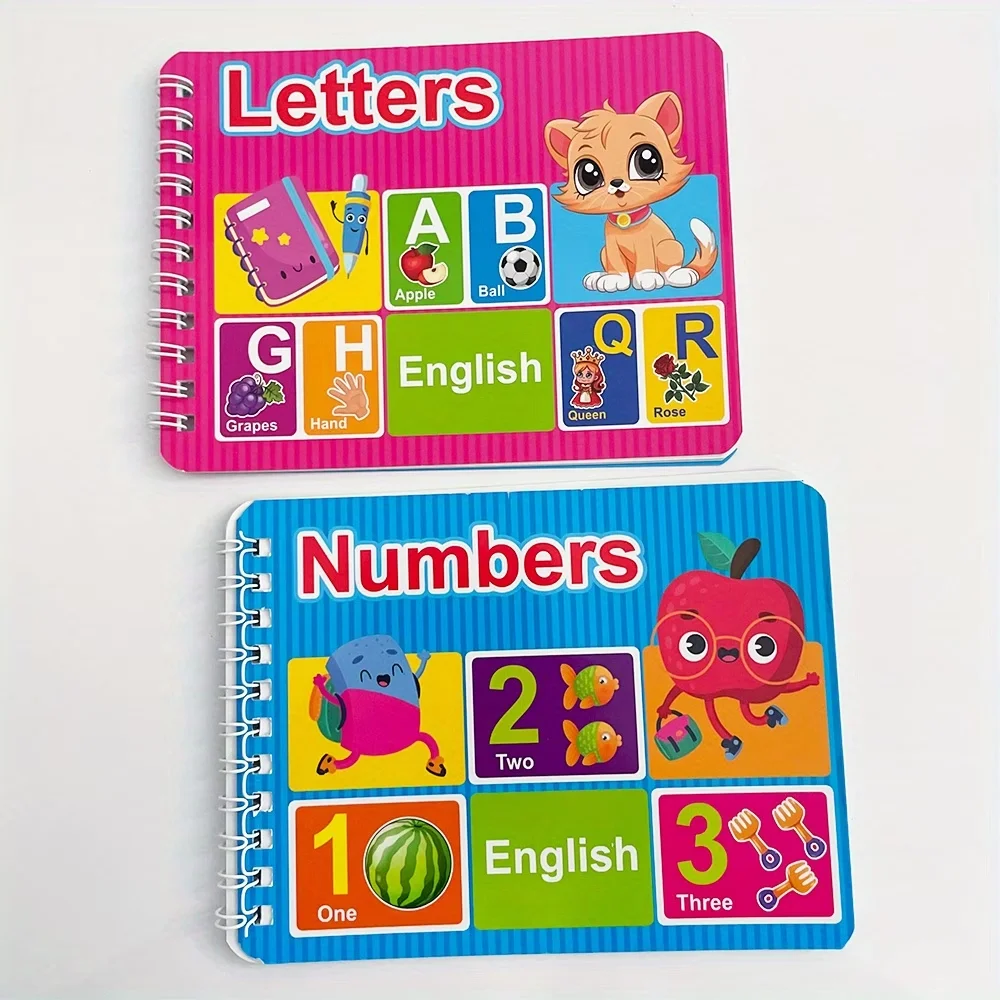 English Number and Letter Learning 2-Book Set, Bedtime Reading, Preschool Education Materials, Picture Books, Language Learning