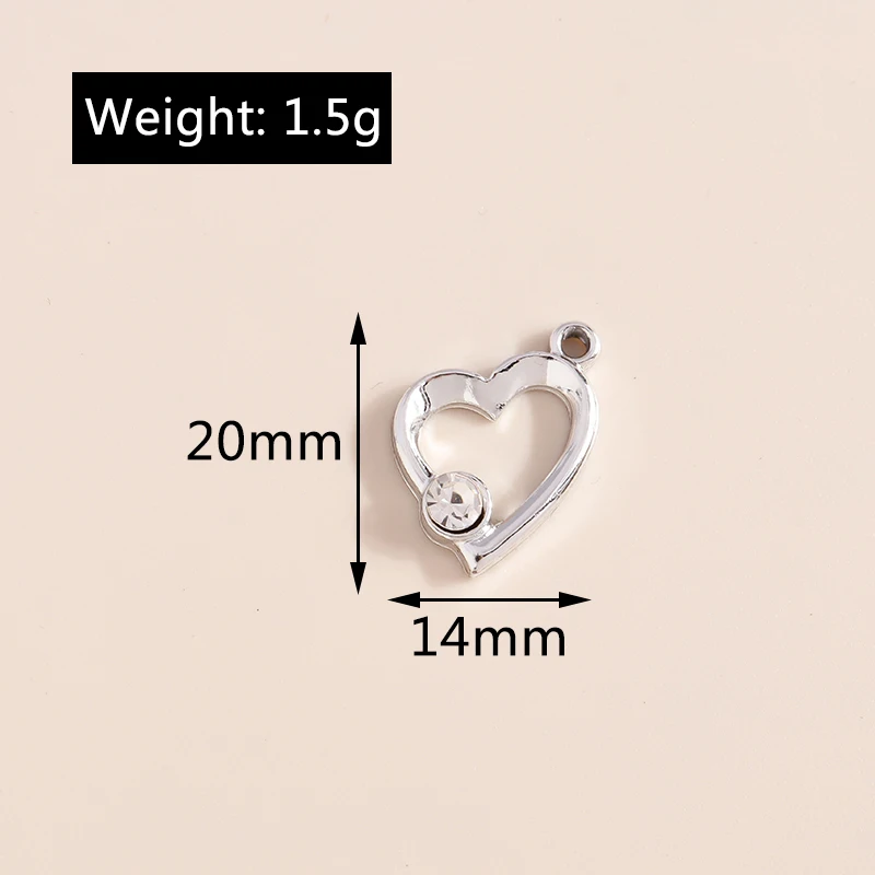 Leslie 10 Stück gold- und silberfarbene exquisite Kristall-Hohlherz-Anhänger für Halskette, Armband, Schmuckherstellung, handgefertigte Accessoires – Detail 8