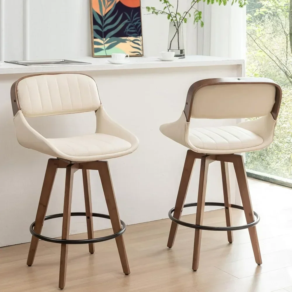 

Set of 2 Modern Bar Stools -26.4 inch Leather Counter Height Bar Stools with Upholstered Faux Leather,Cushion Back,Craftsmanship