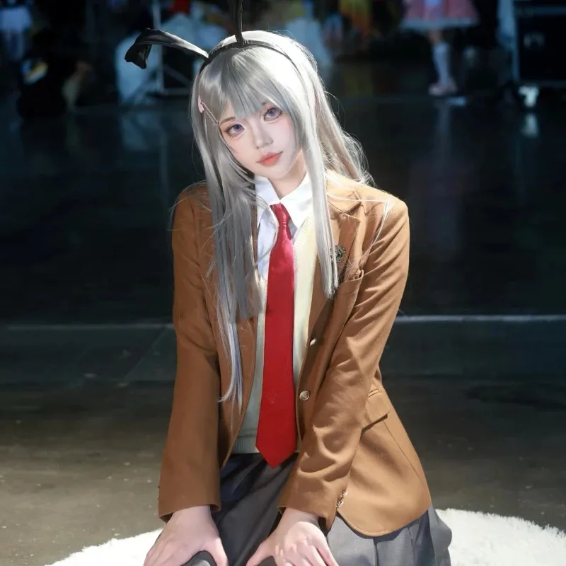 أنيمي الوغد لا يحلم الأرنب فتاة Senpai Sakurajima ماي تأثيري حلي شعر مستعار آذان الأرنب أغطية الرأس حفلة الهالوين مجموعة كاملة