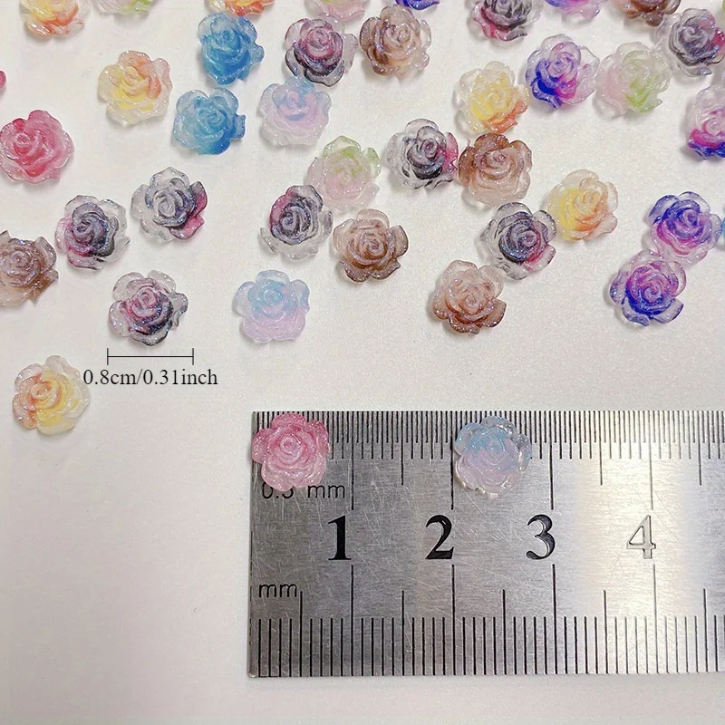 50/100 Stuks Lichtgevende Nail Art Sieraden Bloemvorm Driedimensionale Rose Gebruik Voor Haarspeld Oorbellen Telefoon Case Diy decor Accessoire