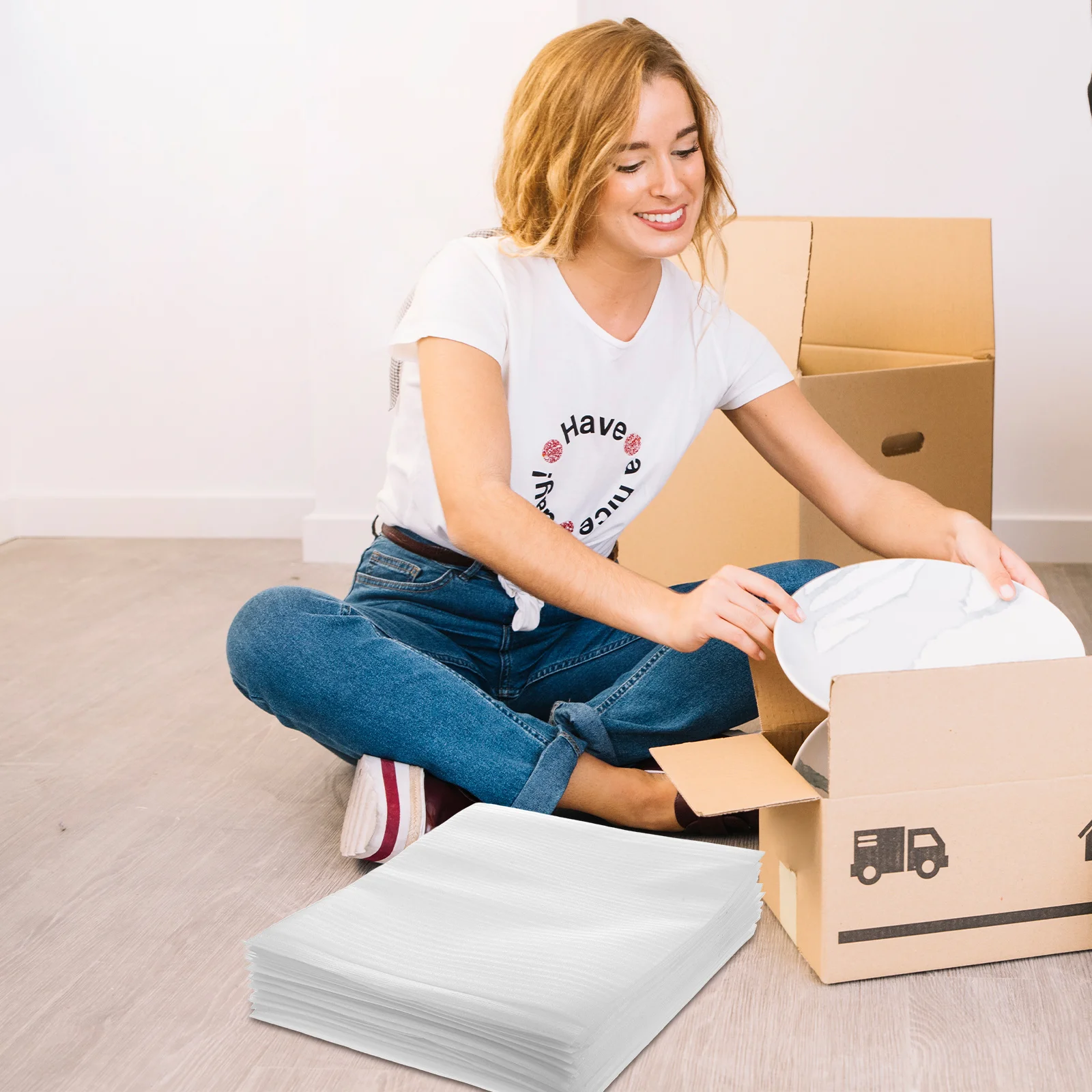 100 قطعة أكياس قطنية مغلفة باللؤلؤ أكياس رغوة سميكة للوحة طبق الأواني الزجاجية التعبئة والتغليف تتحرك حماية الشحن التعبئة #1