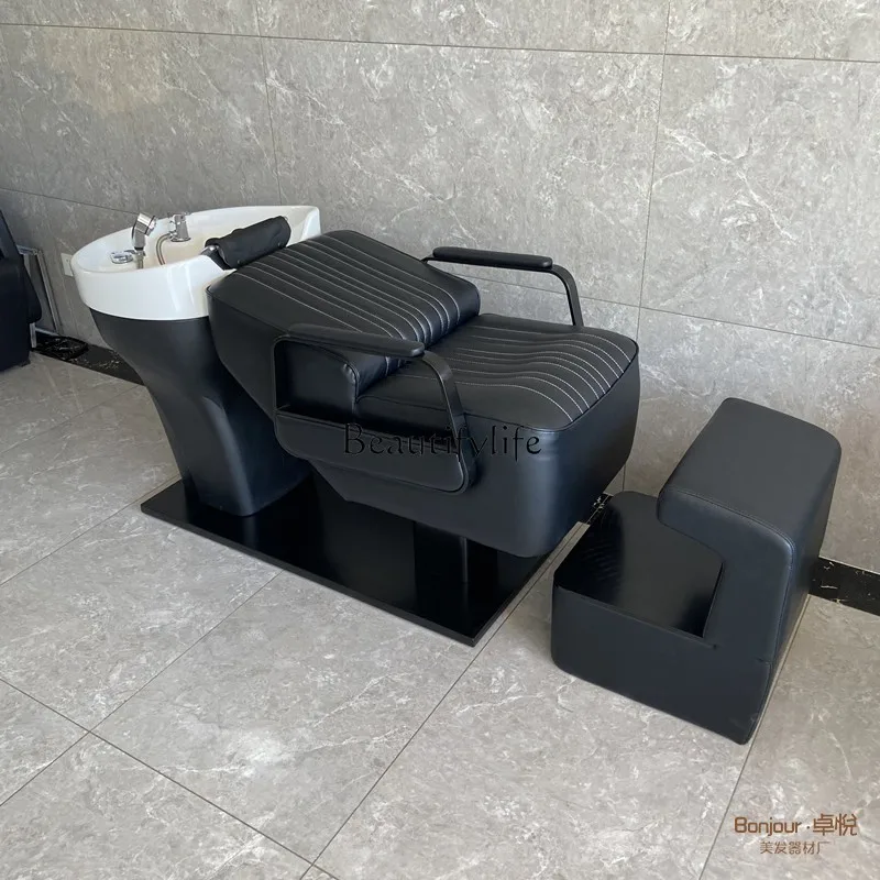 

Ceramic basin barber shop shampoo bed hair salon special semi-reclining high-grade massage flush bed