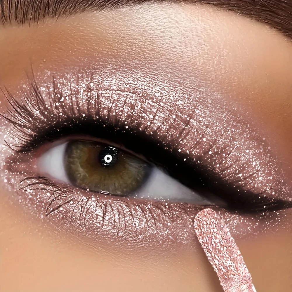 Wodoodporny płynny cień do powiek z brokatem, ultracienki, delikatny połysk, długotrwały, odporny na rozmazywanie, odporny na pot makijaż oczu
