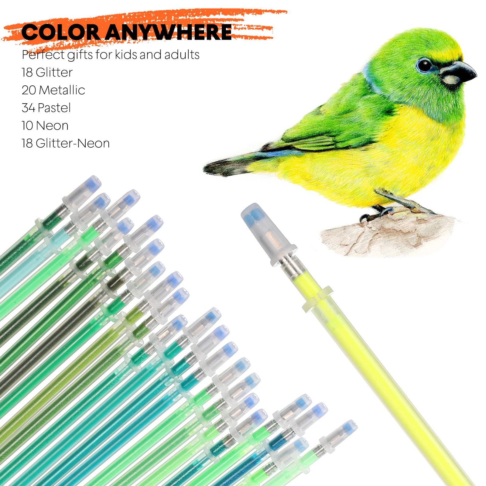 100Pcs Gel Pen Refills Bright Colored Ink Even Flow Write Smoothly on Paper Perfect Student Stationery for Crafting Journaling