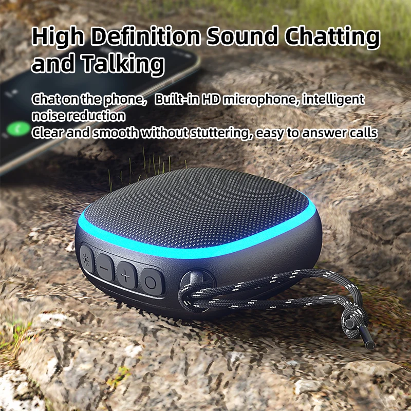 Rockmia EBS-309 Mini Portable Bluetooth 5.3 Speaker With RGB Light  Outdoor Waterproof Music Box Magnetic to Steel