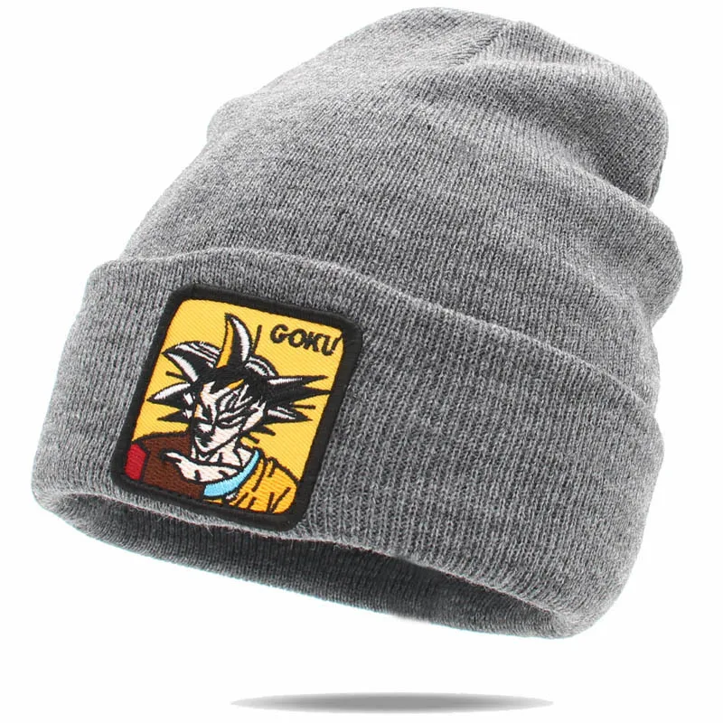 Gorros de Dragon Ball Son Goku, gorros de invierno de Anime para mujeres y hombres, gorro tejido, gorro más cálido bordado, gorro elástico informal, regalos