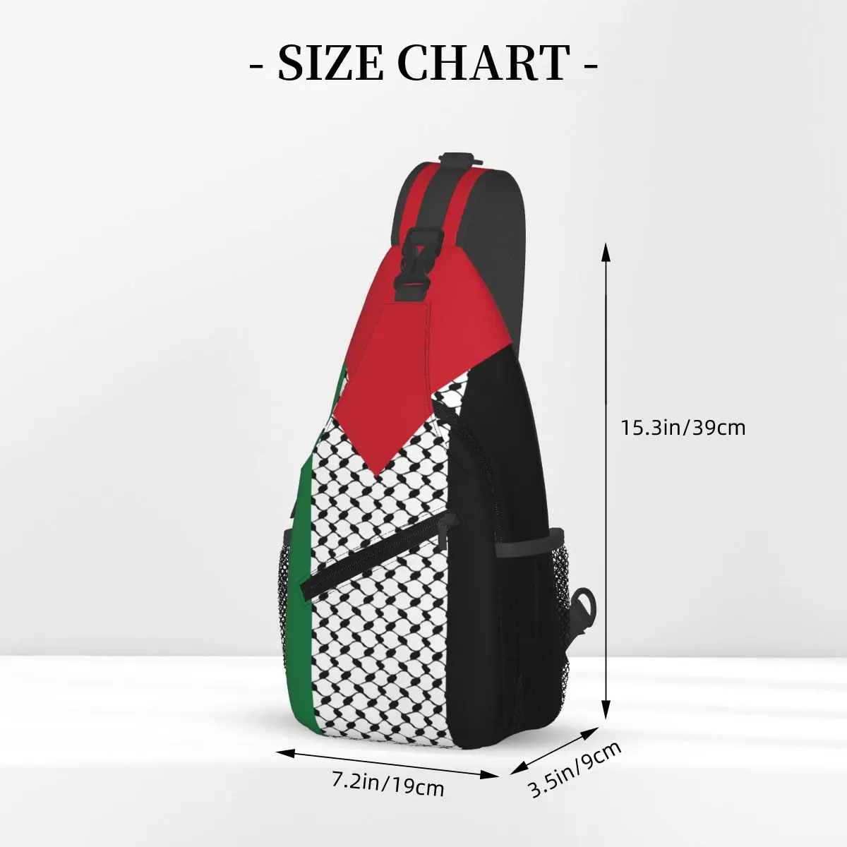 Palestine Flag Crossbody Sling Bag Chest Bag Palestinian Hatta Kufiya Keffiyeh Pattern Shoulder Backpack Daypack for Sports Bag