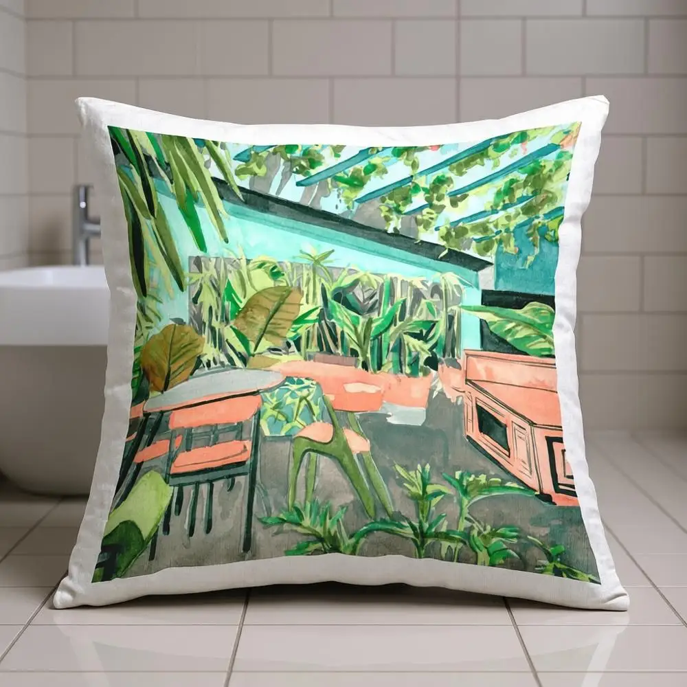 

Indoor Greenhouse Plant Print Pillow, 18x7x18 Inches