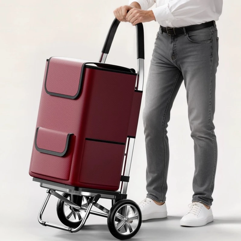 

‌Heavy-Duty Foldable Util.Cart,Large Capacity Senior Hauler,Water-Resistant Grocery Organizer,Multi-Compartment Shopping Trolley