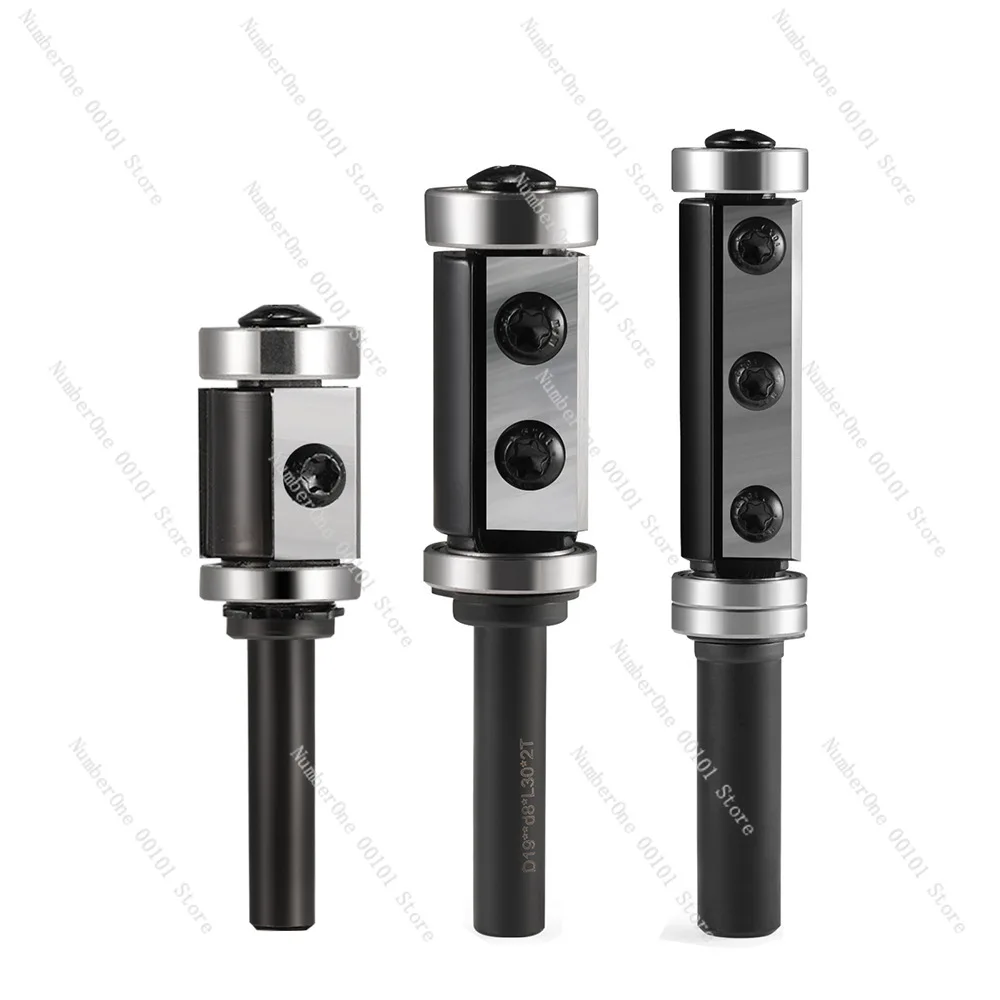 Upper and lower bearing detachable trimming cutter with 8/12/12.7mm shank, end mill, detachable blade, woodworking cutter