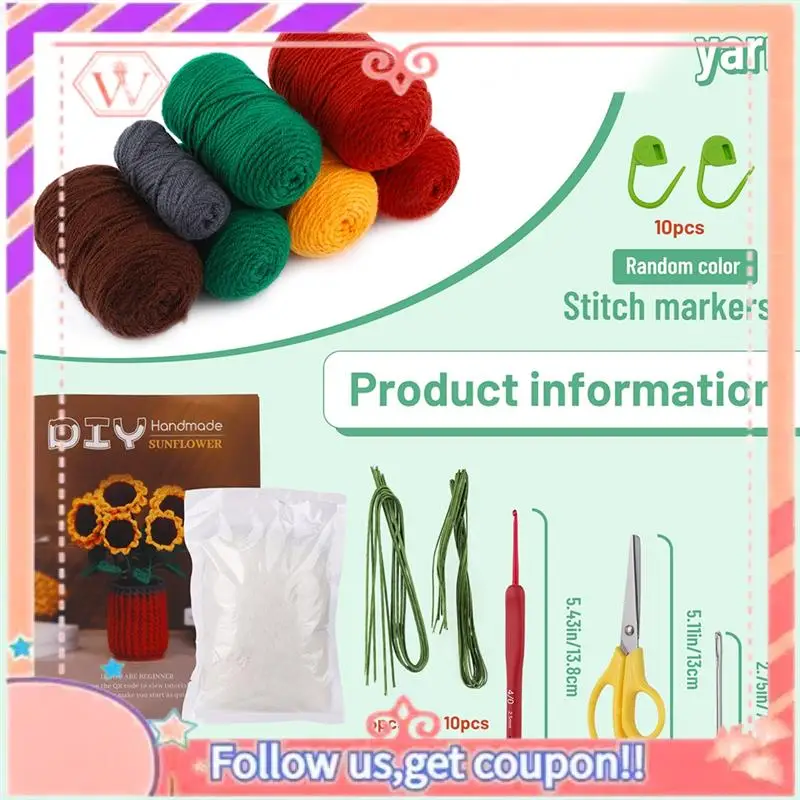 

Модернизированный набор для вязания крючком DIY Набор для вязания крючком с иглами для вязания пряжи Плюшевая кукла Легкая