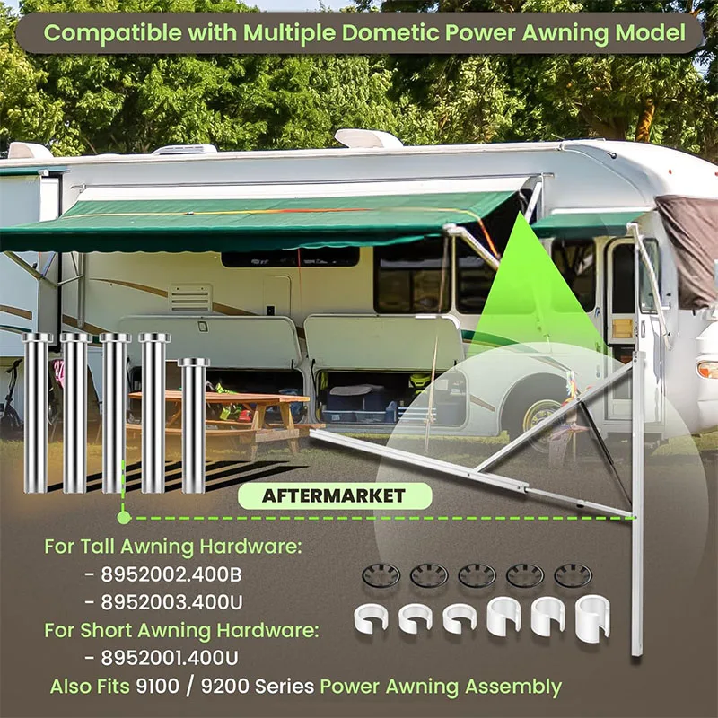 Awning Arm Repair Pin & Fasteners Kit Compatible with Dometic Power Rv Awning 9100/9200, for Short Dometic Power Awning Hardware