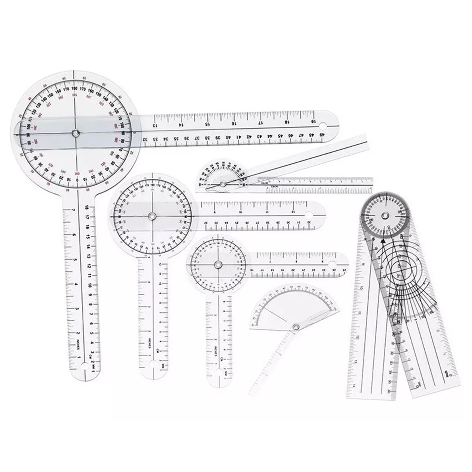 Winkelmesser Goniometer Goniometer Set PVC Transparent Klare Skala Verschleißfestes Winkellineal für Orthopädie