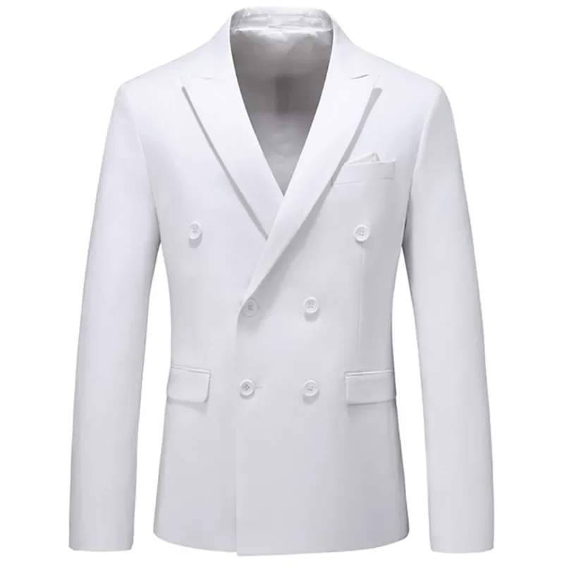 2022 Fashion New Men\'s Casual Boutique Business Solid Color Double Breasted Suit Jacket Blazers Coat