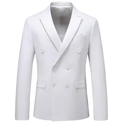 2022 Fashion New Men's Casual Boutique Business Solid Color Double Breasted Suit Jacket Blazers Coat