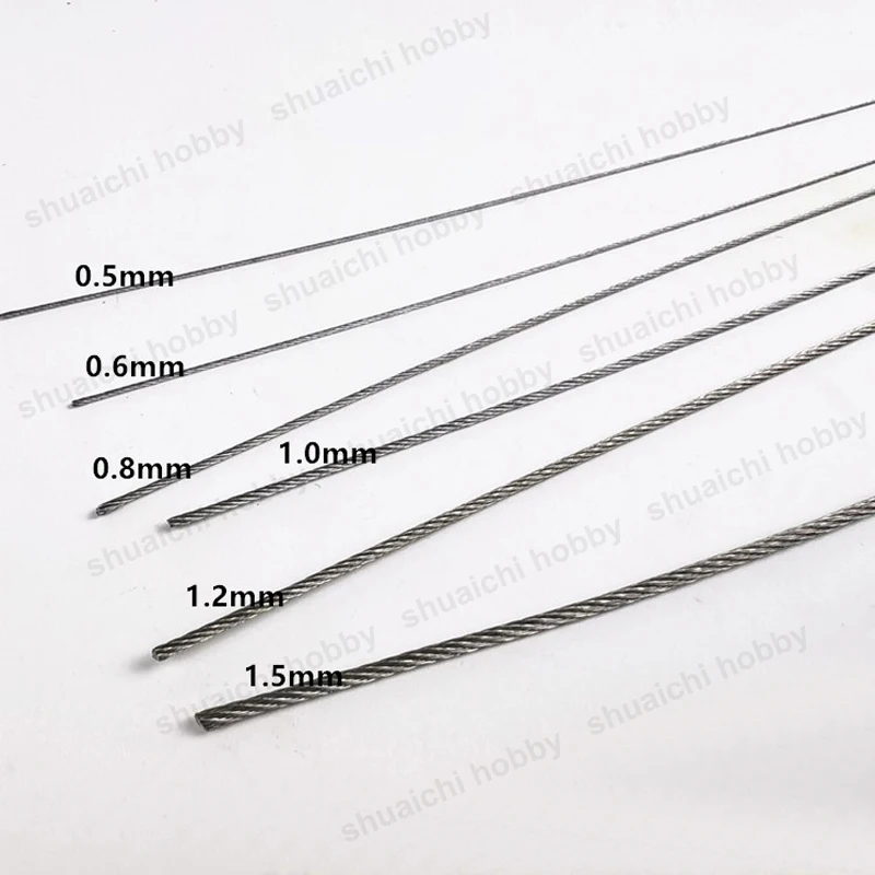 1Set Modell Zugseil 0,5/0,6/0,8/1,0/1,2/1,5mm Stahlkabel Drahtseile DIY Modifikation Teile für Simulation Flugzeugtanks