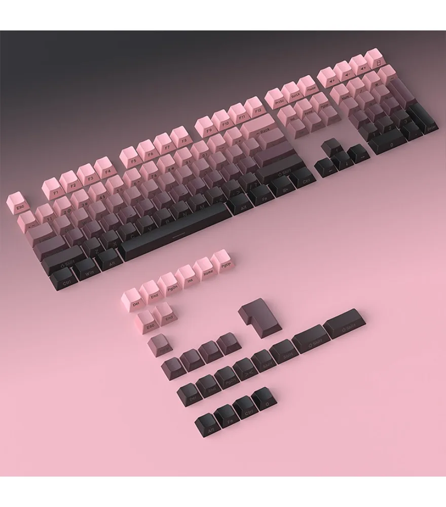 

Gradual change color side engraving luminous 134 key small full set 0EM height PBT material two-color