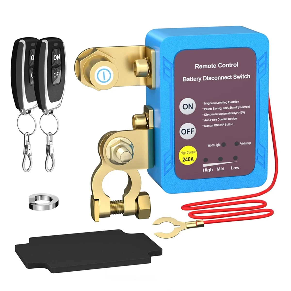 12V 240A Remote Battery Disconnect Switch Manual Automatic Integrated Anti‑Drain Leakage Protector For Car Truck Boat Intelligen