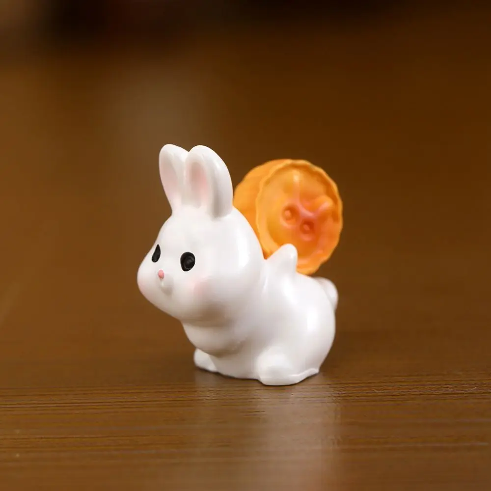 Chinese Style Mid-Autumn Rabbit Decor Doll Decorative Resin Mooncake Rabbit Statue Rabbit/Mooncake Shape Mini