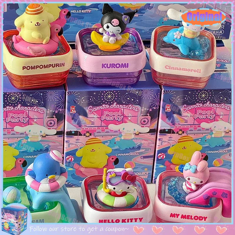 

Original Family Pool Party Series Blind Box Trendy Toy Kuromi Hello Kitty Kawaii Doll Gift Exquisite Ornaments Birthday Present