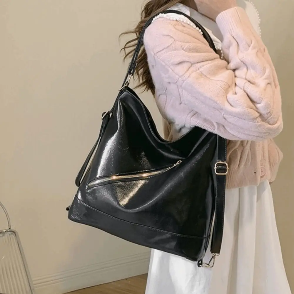 

All-Match Retro Women's Shoulder Bag PU Leather Lightweight Single-shoulder Bag Waterproof Portable Student Tote Bag Work Bag