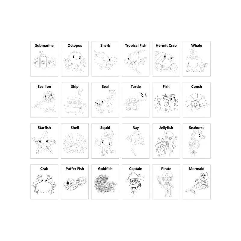 Livre de coloriage et point à point pour enfants de taille Jumbo 2 en 1: livre de dessin créatif d'aventure des animaux de l'océan connectez les points