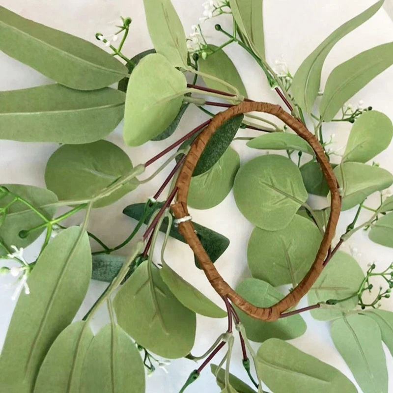 25cm Artificial Greenery Wreath For Candlestick Garlands Wreath Candle Rings Wedding Party Christmas Centerpiece Decor