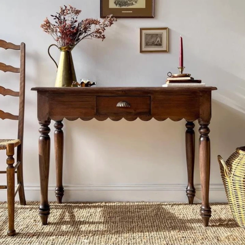 

American rural small apartment solid wood home simple writing desk office designer retro study table