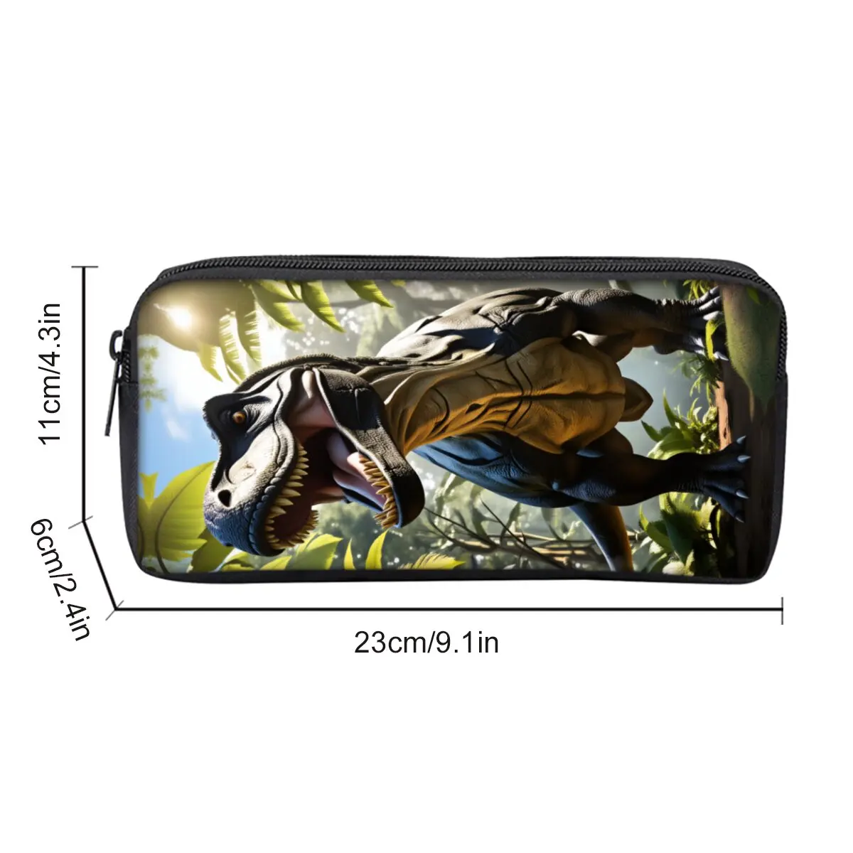 Dinosaur Print Single Layered Pencil Case for Boy/Girls Best Gifts 2D Flat Cartoon School Supplies Pencil Pouch for Children