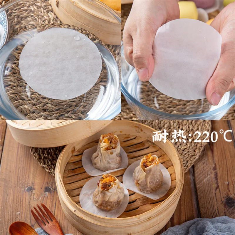 500 Pcs/lot Round 6-15cm Steamed Bun Papers Non-stick Household Snack Bread Cake Steamer Oil Paper Pads