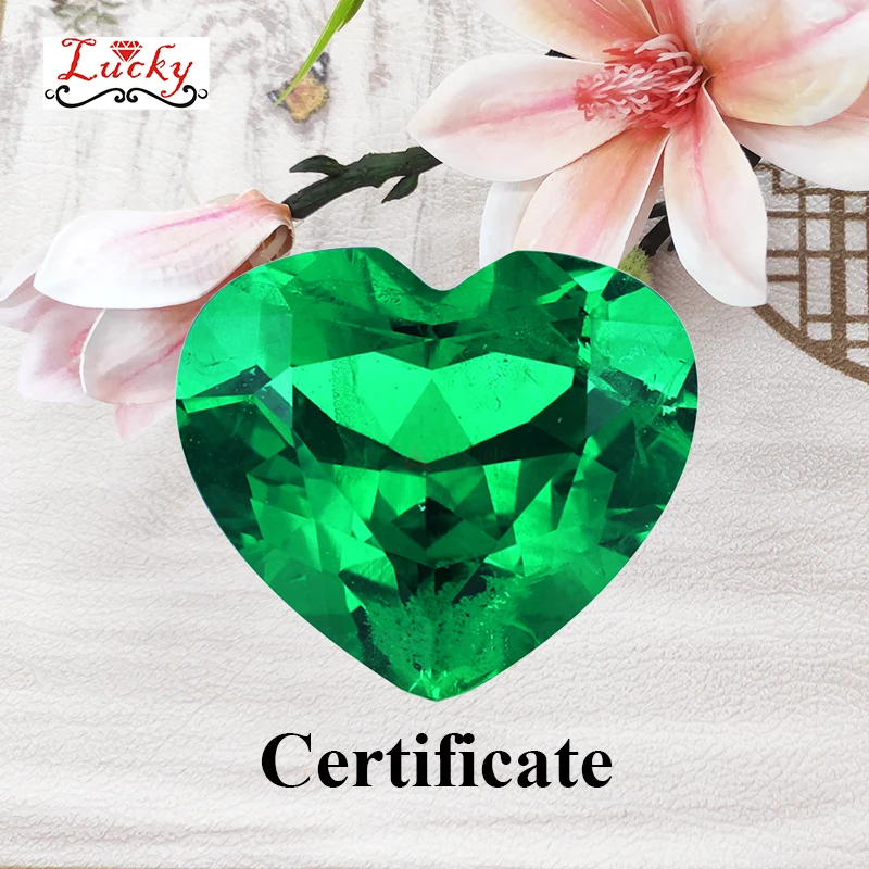 

Lab Grown Colombia Emerald Heart Shape Charms Beads Top Quality for DIY Jewelry Making Ring Materials Selectable AGL Certificate