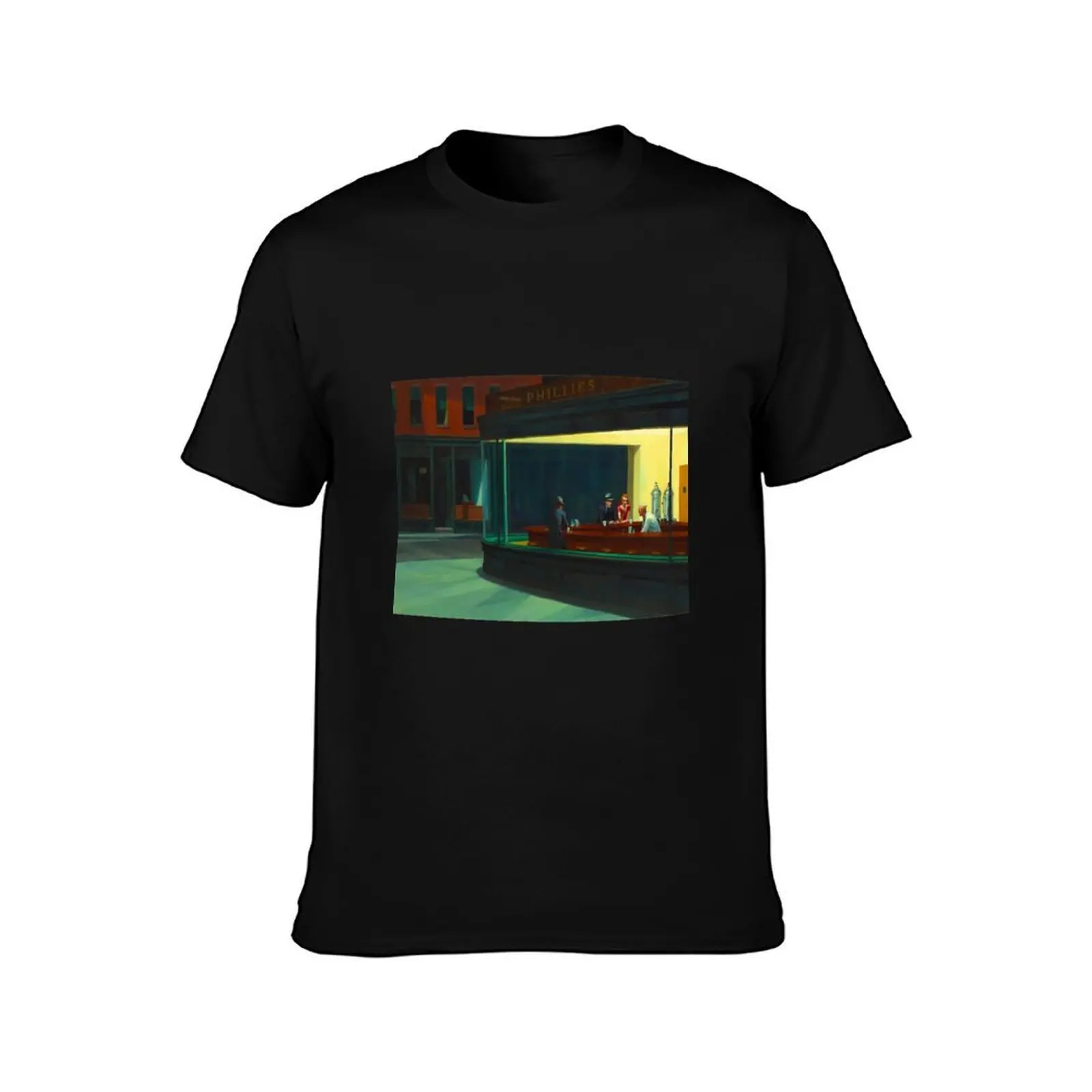 Edward Hopper - Nighthawks T-Shirt, Summer Casual Cotton Tee, Oversized Streetwear Tops, Vintage Graphic Print, Unisex Men Women