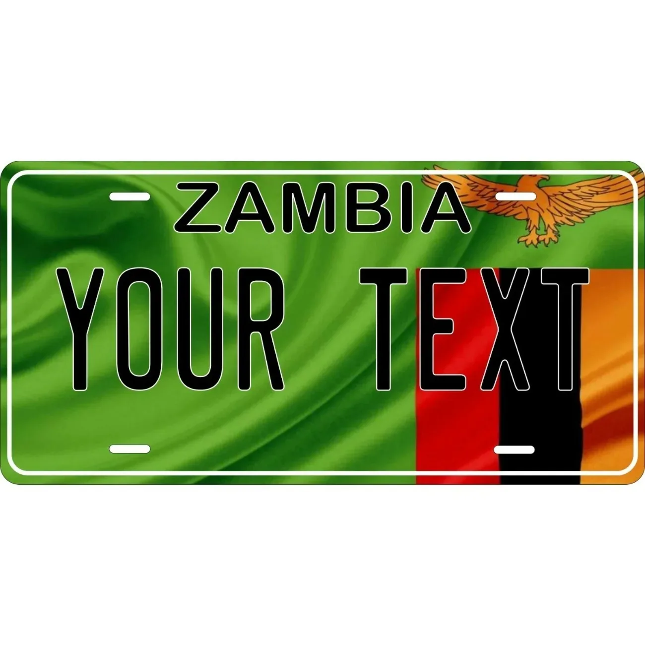 Custom Personalized Zambia Flag Wave Hanging Tag Waterproof Dustproof Home Wall Decor Ornament