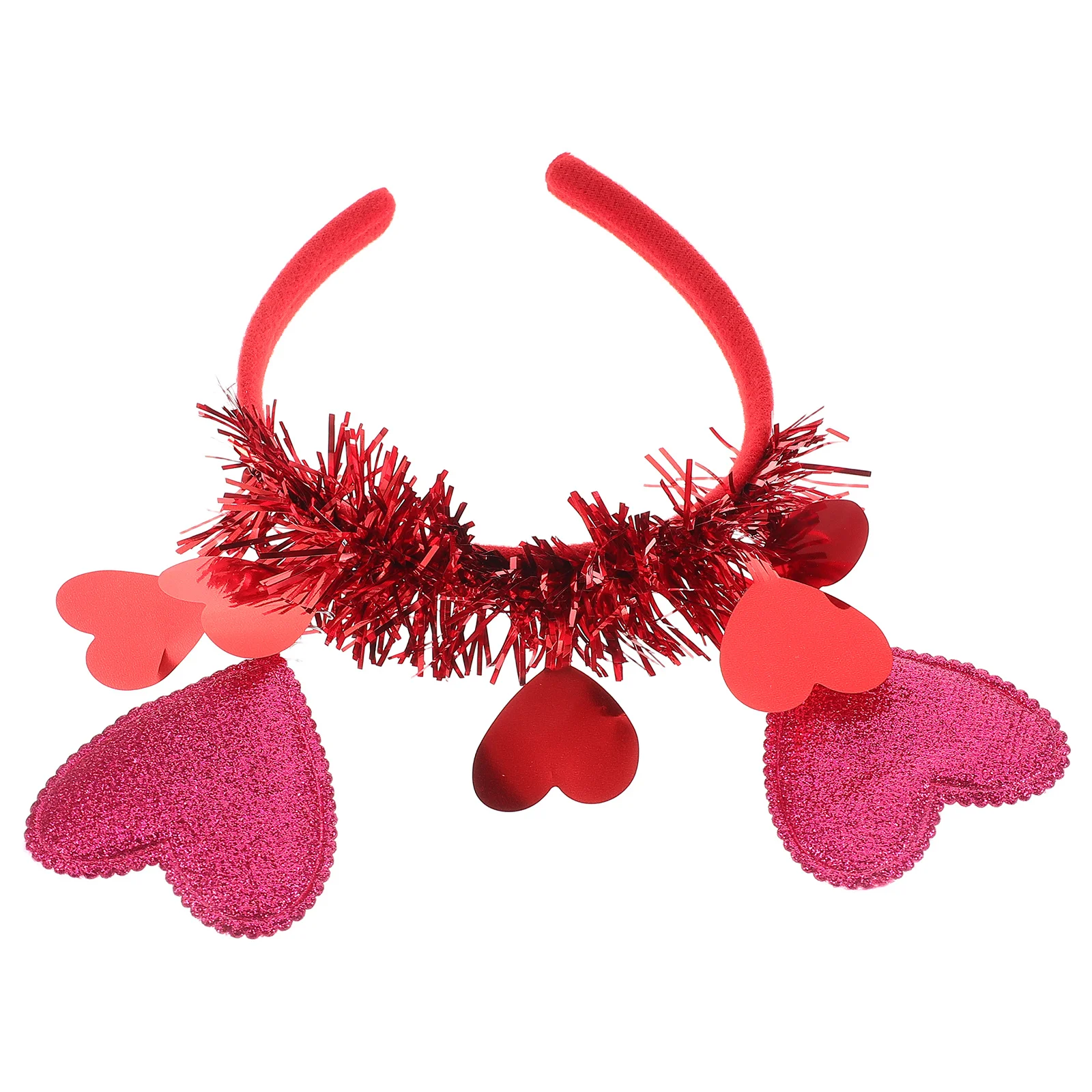 

Red Heart Bopper Headband Sequin Tassel Holiday Party Accessory Sparkle Bridal Headwear Romantic Design Women Kids