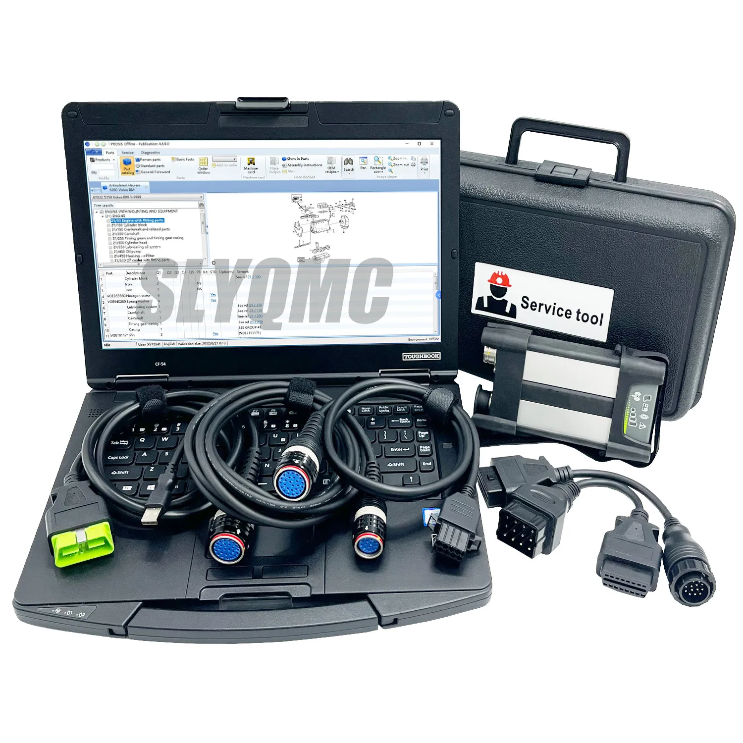 Truck Excavator Construction Diagnostic Tool with CF54 Laptop for Vo-vlo VOCOM 2