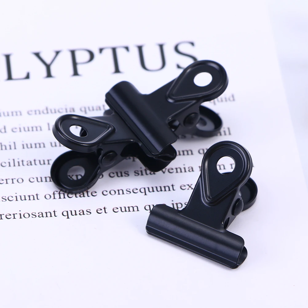 

10pcs Metal Binder Clips 20Mm Black Plated Paper Clamps Strong Spring Hinge Clip For Office Home Wall Display Use