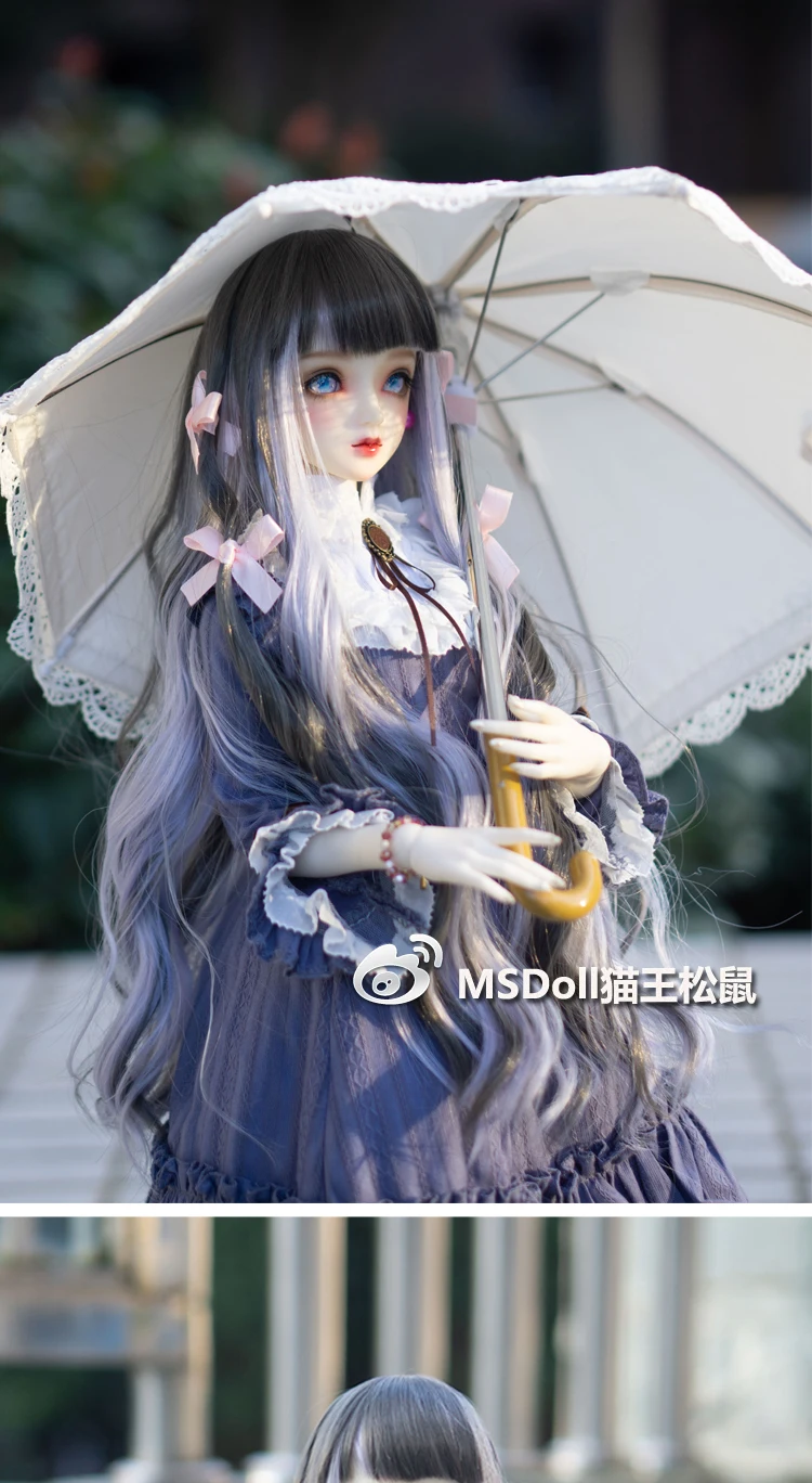 1/3 Bjd Wig Gradient Color Long Curly Hair 1/4 BJD MDD Doll Wig Anime Style Hair Accessories DIY Dress Up Female Toy for Girls